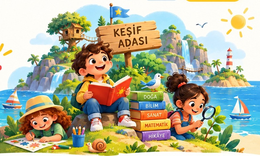 Keşif adasında öğrenen çocuklar