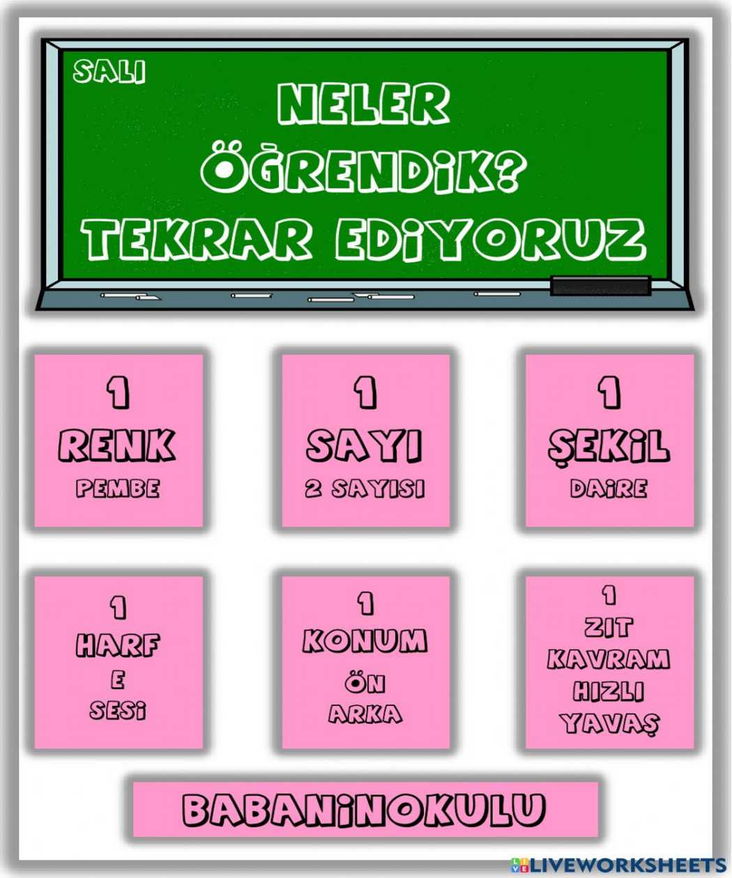 NELER ÖĞRENDİK? – TEKRAR EDİYORUZ – SALI (01.02.2022)