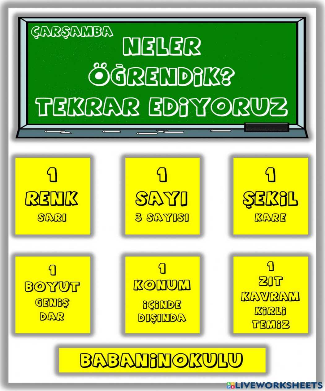 NELER ÖĞRENDİK? – TEKRAR EDİYORUZ – ÇARŞAMBA (26.01.2022)