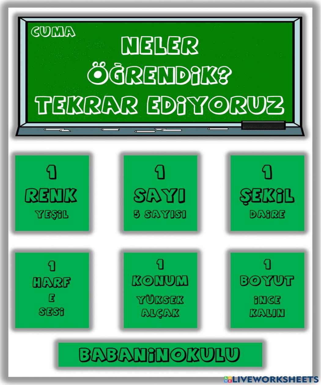 NELER ÖĞRENDİK? – TEKRAR EDİYORUZ – CUMA (28.01.2022)