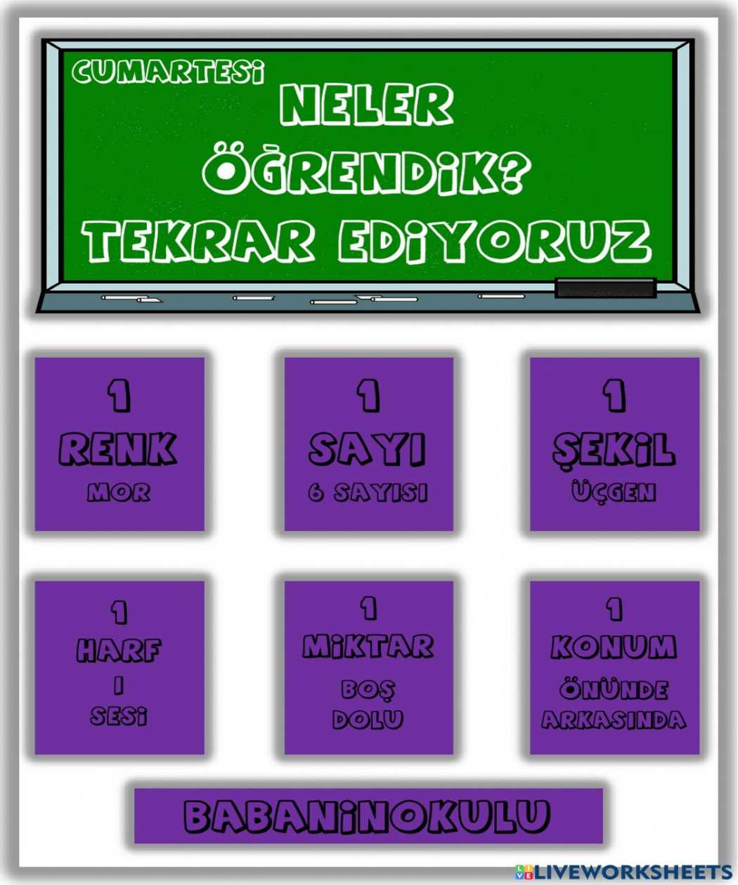 NELER ÖĞRENDİK? – TEKRAR EDİYORUZ – CUMARTESİ (29.01.2022)